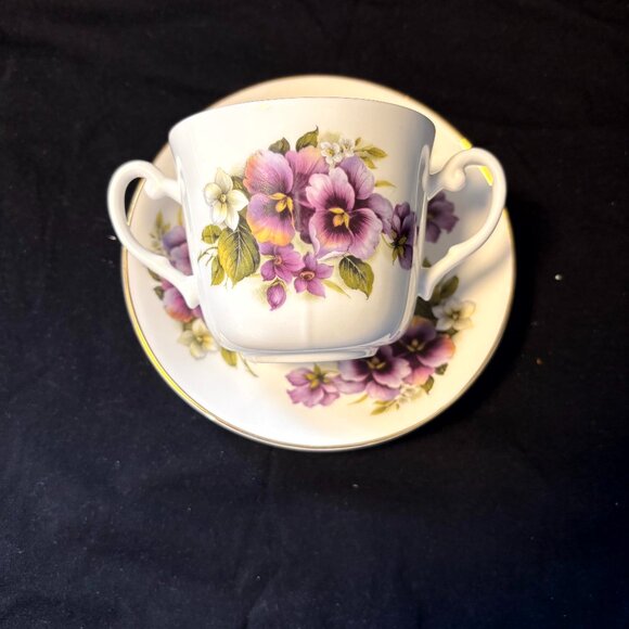 Royal Stuart Bone China Cup and Saucer - Double Handled Cup - Picture 1 of 4